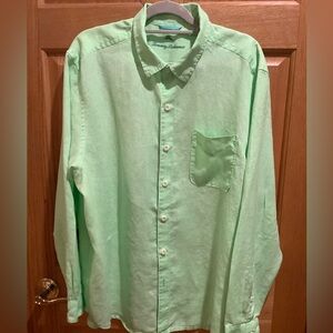 Tommy Bahama Long Sleeve Linen Shirt in Lime Green Size Men’s XL